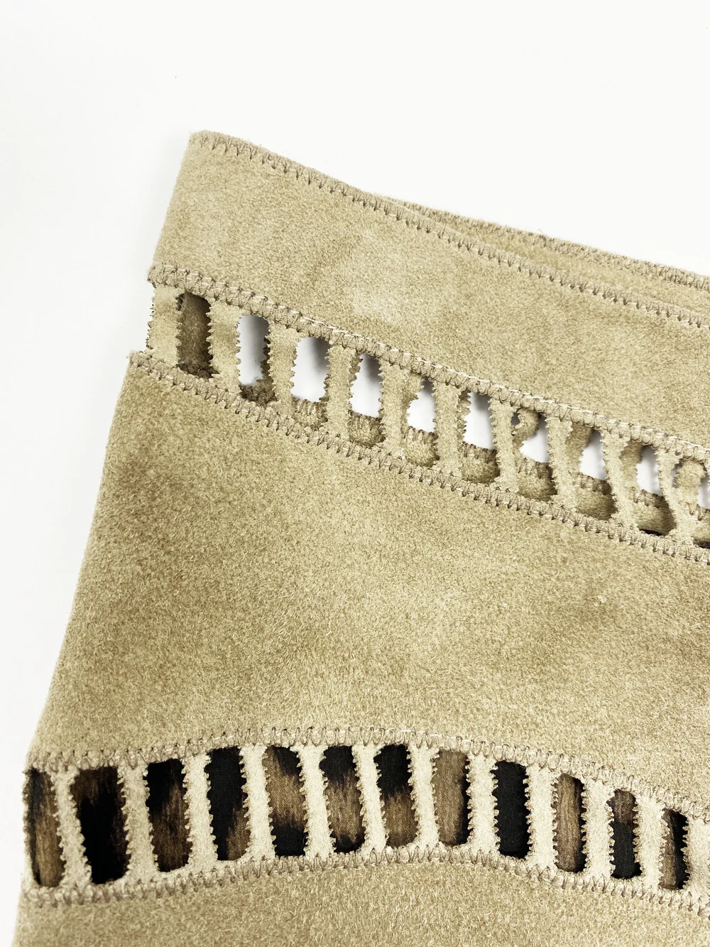 Roberto Cavalli suede cutout ruffle skirt — JAMES VELORIA